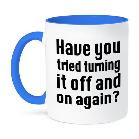 3dRose, Have you tried turning it on and off again IT, 11oz Two-Tone Blue Mug