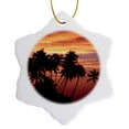 thumbnail image 1 of 3drose, Hawaii, Big Island. Sunset over Palm Grove - Us12 Bja0008 - Jaynes Gallery, 3 inch Snowflake Porcelain Ornament, 1 of 7