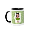 thumbnail image 1 of 3dRose, Hawaii Is Represented By A Cute Hawaiian Girl With Black Hair And Flower Necklace Or Lei, 15oz Two-Tone Black Mug, 1 of 7