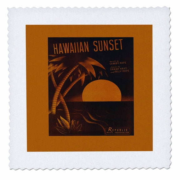 3dRose, Hawaiian Sunset Tropical Sunset with Palm Tree, 10x10 inch quilt square