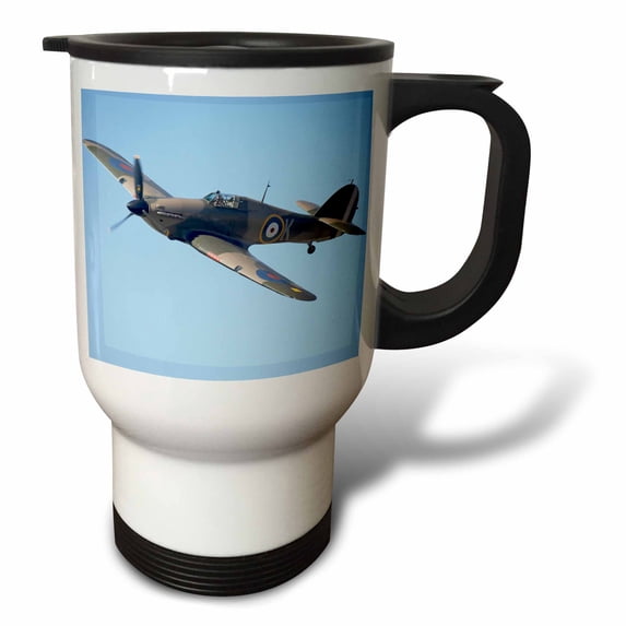 3dRose, Hawker Hurricane, British and allied WWII Fighter Plane-AU02 DWA6007 - David Wall, 14oz Stainless Steel Travel Mug