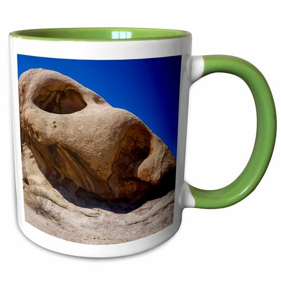 3drose, Hayfield Road Off-ramp, Mojave Desert, California, 11oz Two-tone Green Mug