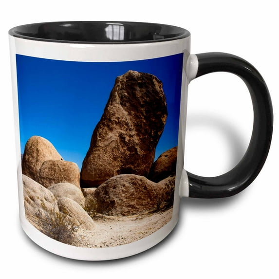3drose, Hayfield Road Off-ramp, Mojave Desert, California, 15oz Two-tone Black Mug