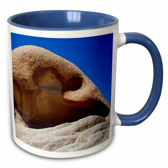 3drose, Hayfield Road Off-ramp, Mojave Desert, California, 15oz Two-tone Blue Mug