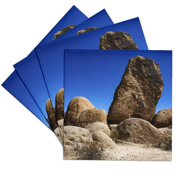 3drose, Hayfield Road Off-ramp, Mojave Desert, California, Set of 4 Ceramic Tile Coasters