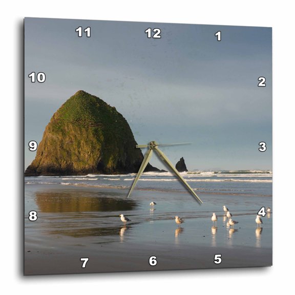 3drose, Haystack Rock on Cannon Beach, Oregon, 10x10 Wall Clock