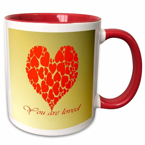 3drose, Heart Full of Hearts You Are Loved Multi-use Greeting, 11oz Two-tone Red Mug