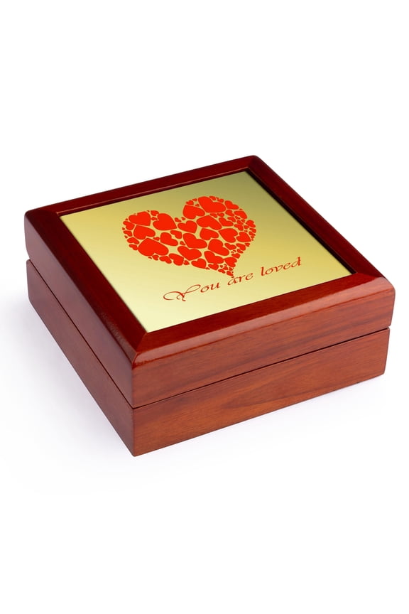, Heart Full of Hearts You Are Loved Multi-Use Greeting , Jewelry Box 5.5x5.5 inch with 4 inch tile
