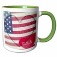 thumbnail image 1 of 3drose, Heart Love Usa Flag Art Patriotic 4th of July, 11oz Two-tone Green Mug, 1 of 6