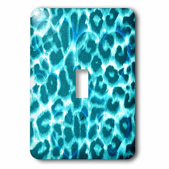 3dRose, Hearts Turquoise Leopard Print Fashion, single toggle switch