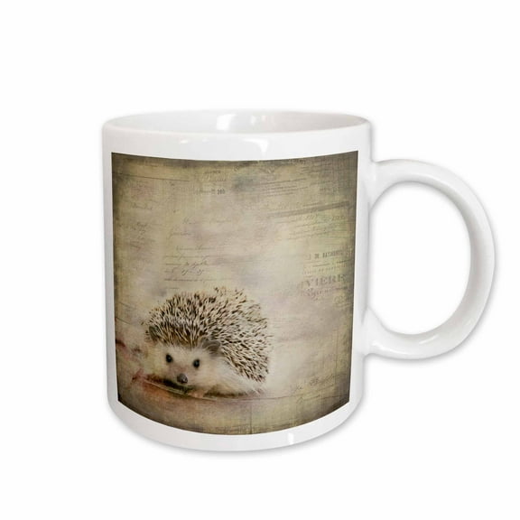 3drose, Hedgehog Mixed Media Art with Typographic Elements, 11oz Mug