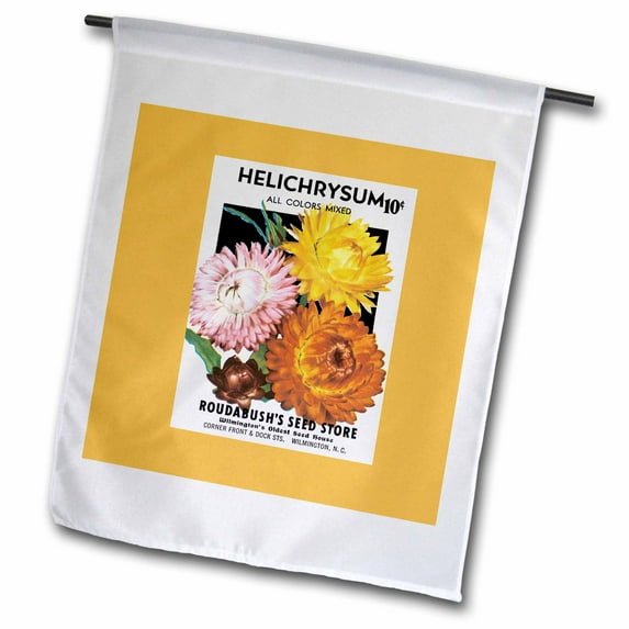 3dRose, Helichrysum Mixed Colors Roudabushs Seed Store - Straw Flowers, 18 x 27 inch Garden Flag