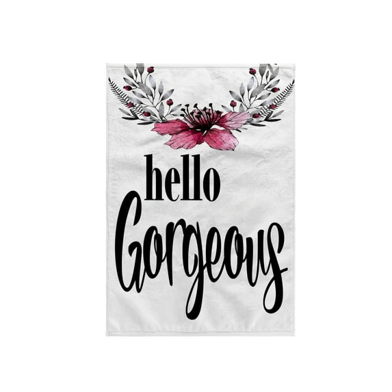 3dRose, Hello Gorgeous With A Pretty Watercolor Floral Accent, 15x22 Hand Towel