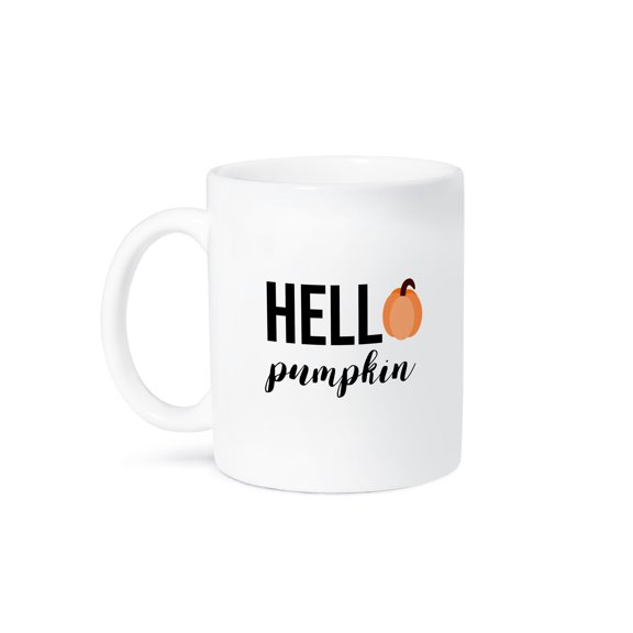 3drose, Hello Pumpkin with a Pumpkin as the O in Hello. Black Letters on White, 15oz Mug
