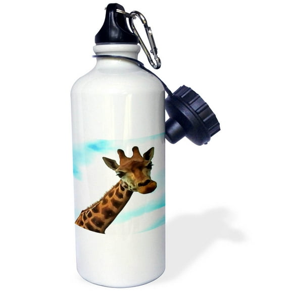 3dRose, Hello Up There Fun Giraffe With Nerdy Expression, Flip Straw 21oz Water Bottle