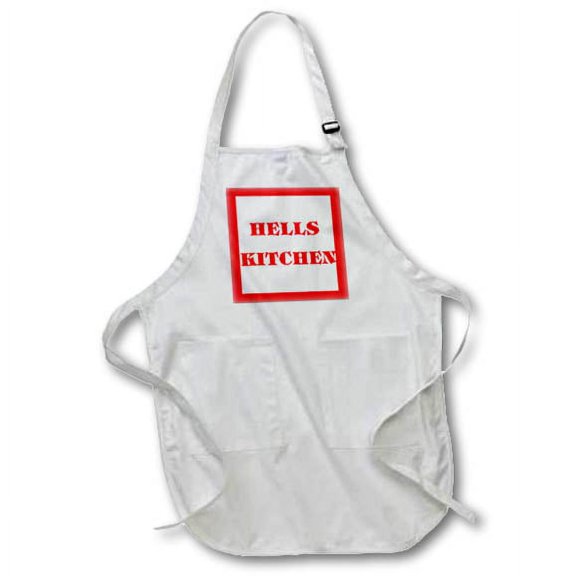 3dRose, Hells Kitchen New York, Full Length Apron with Pockets 22w x 30l