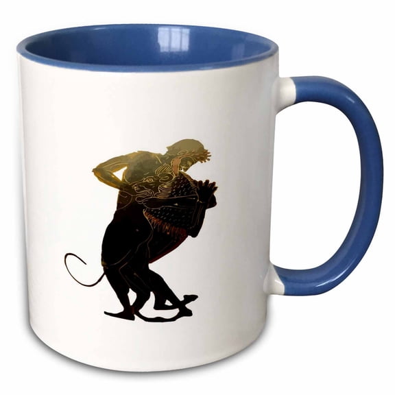 3drose, Hercules and the Nemean Lion Greek Mythology, 11oz Two-tone Blue Mug