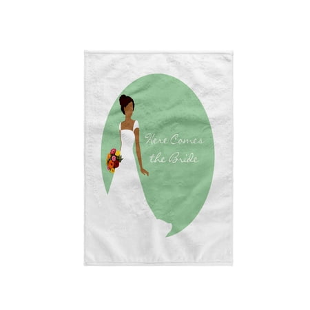 3dRose, Here Comes the Bride - African American Bride Mint Green, 15x22 Hand Towel