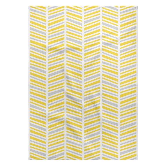 3dRose, Herringbone Pattern Yellow Gray and White, 22x30 Bath Hand Pool Towel