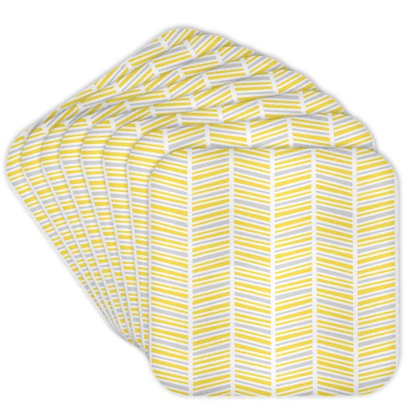 3drose, Herringbone Pattern Yellow Gray and White, Set of 8 Coasters - Soft