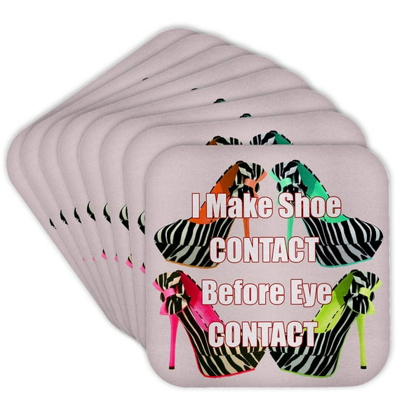 3dRose, High heels shoes saying. I make shoe contact before eye contact , set of 8 Coasters - Soft