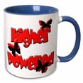 thumbnail image 1 of 3drose, Higher Powered Logo in Reds and Blacks with Butterflies Signifying Freedom and Support, 11oz Two-tone Blue Mug, 1 of 6