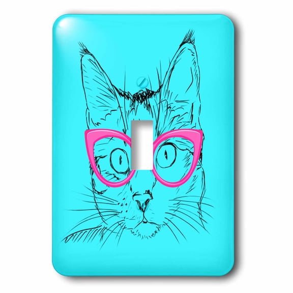 3dRose, Hipster Cat with Pink Glasses, single toggle switch