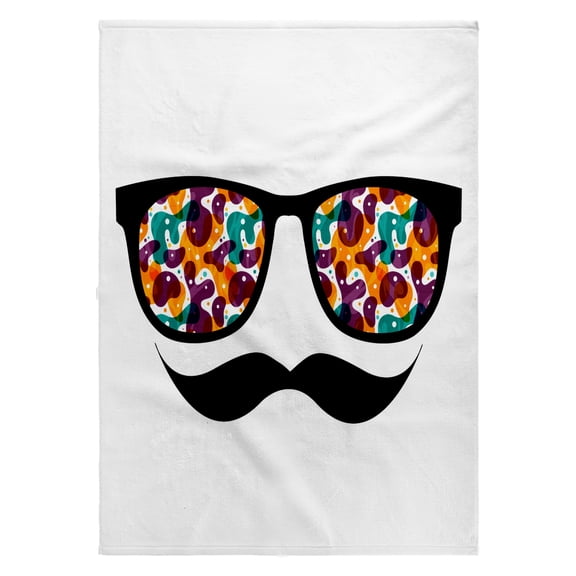 3dRose, Hipster Trendy Retro Color Blobs Shades Sunglasses and Mustache, 22x30 Bath Hand Pool Towel