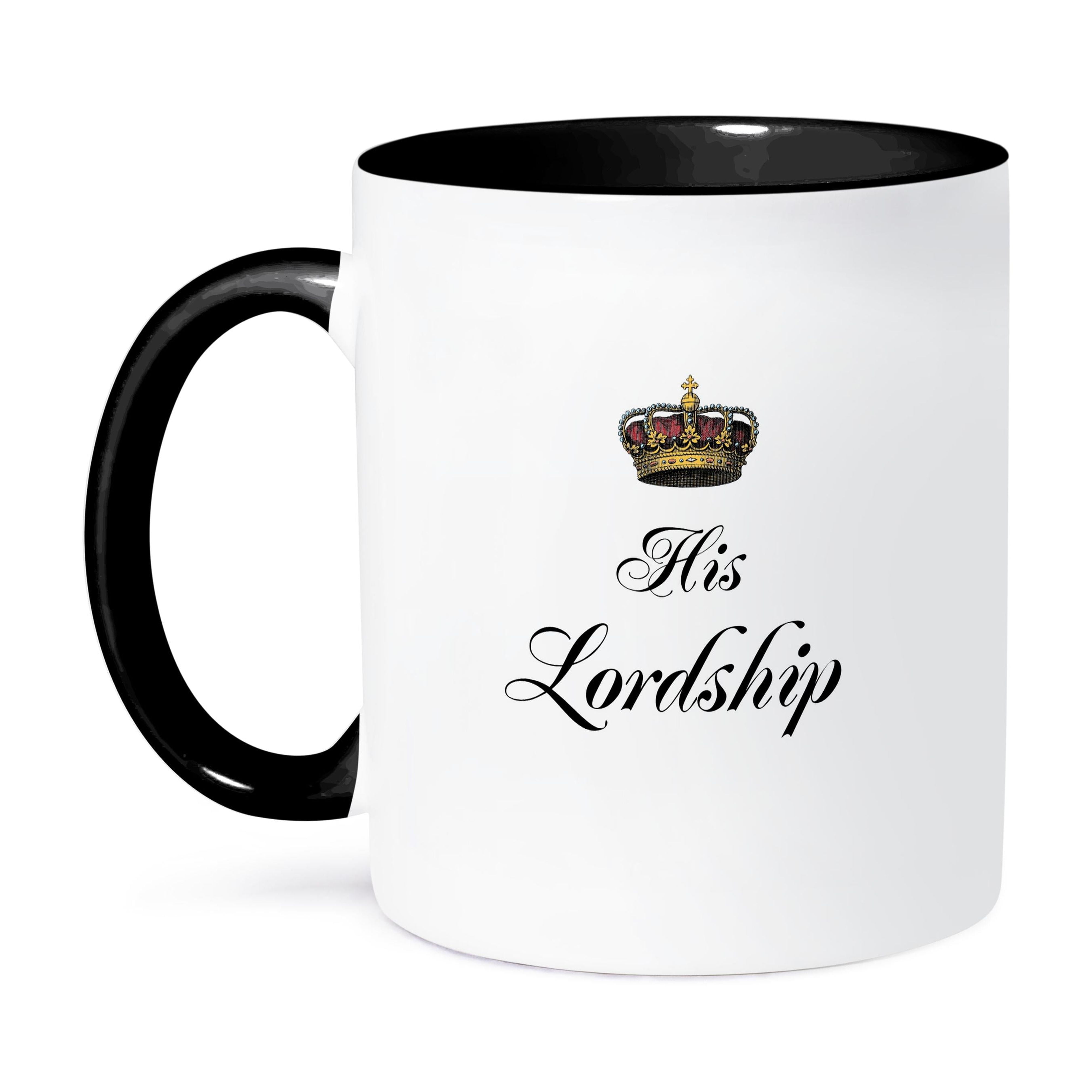 His Lordship Black and White Ceramic Mug, 11 oz