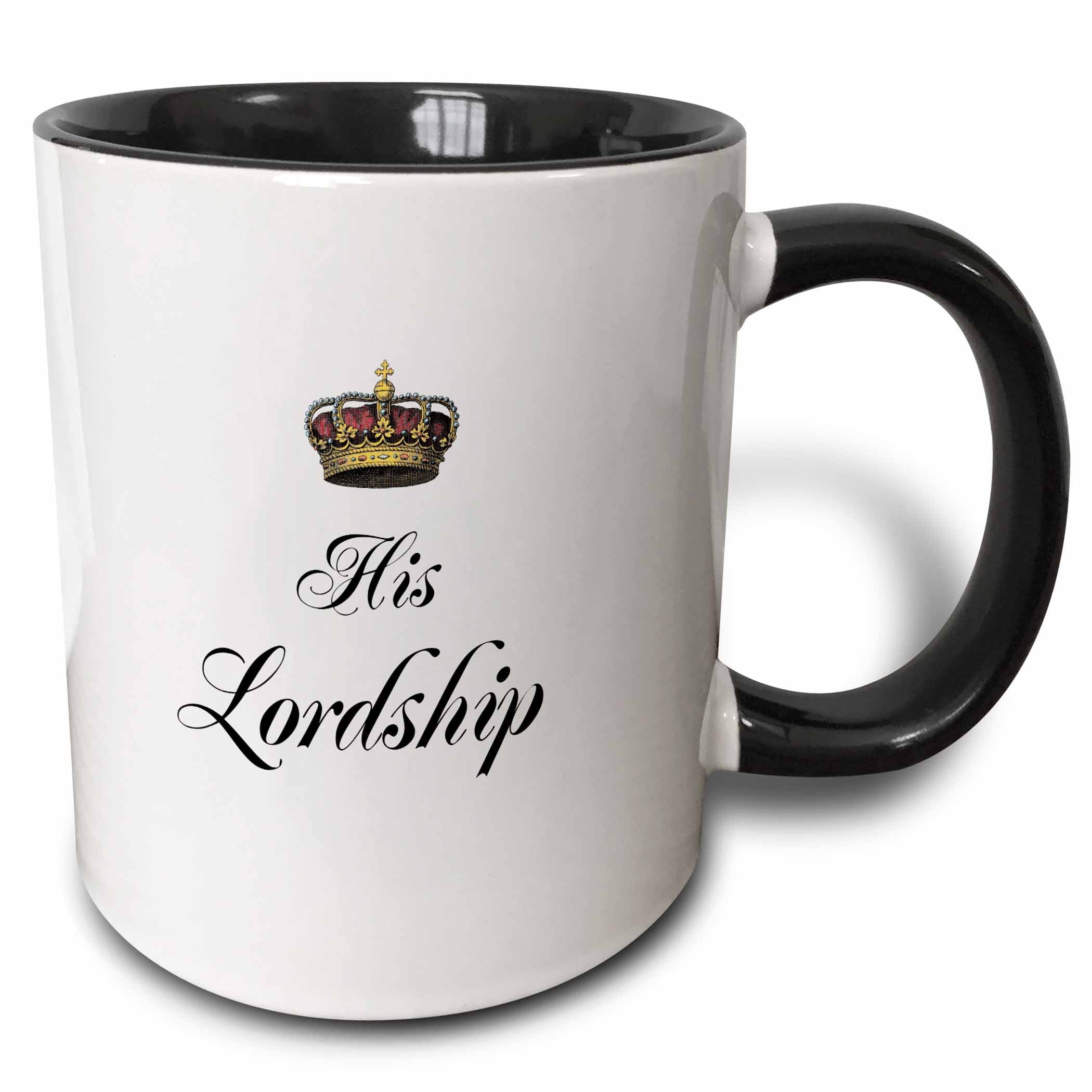 His Lordship Black and White Ceramic Mug, 11 oz