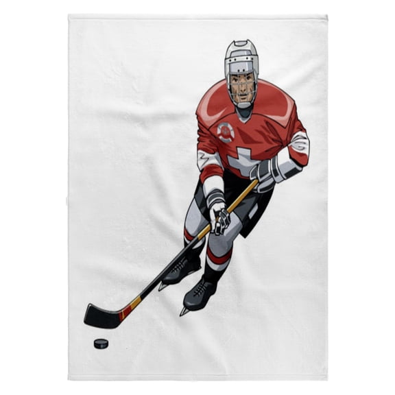 3dRose, Hockey Player With Stick On white, 22x30 Bath Hand Pool Towel