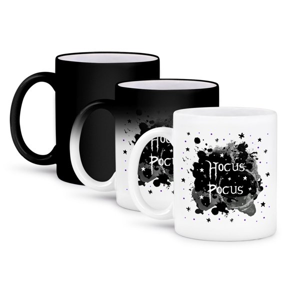 3dRose, Hocus Pocus - spooky Halloween saying Witchy Witches Spell - witch fun, 11oz Magic Transforming Mug