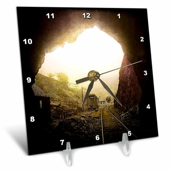 3dRose, Hoosac Railroad Tunnel Massachusetts, 6x6 Desk Clock