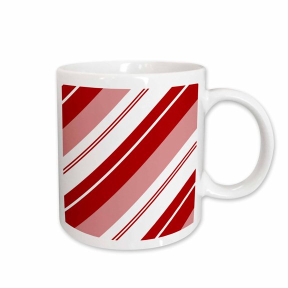 3drose, Horizontal Two Tone Red and White Candy Stripes. Peppermint Stick Stripe., 11oz Mug