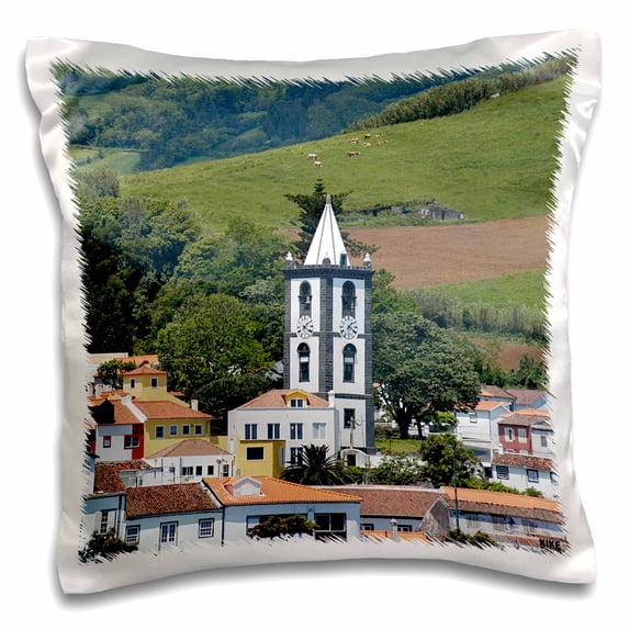 3drose, Horta Village, Faial Island.azores Islands, Portugal, North Atlantic Ocean., 16x16 inch Pillow Case