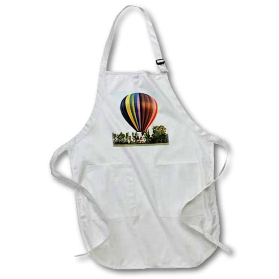 3dRose, Hot Air Balloon, BLACK Full Length Apron with Pockets 22w x 30l
