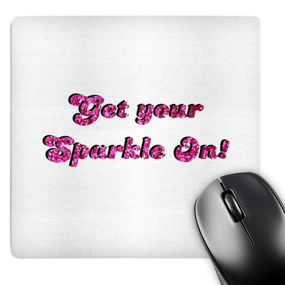 3dRose, Hot Pink Get your Sparkle on typography text - girly saying - faux bling glitter non sparkly graphic, MousePad