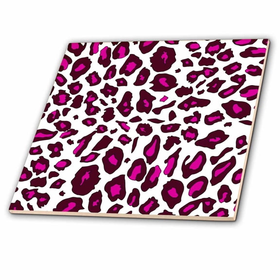 3dRose, Hot Pink Snow Leopard print - white girly cheetah spots - stylish animal fur pattern - trendy glam, 4 Inch Ceramic Tile