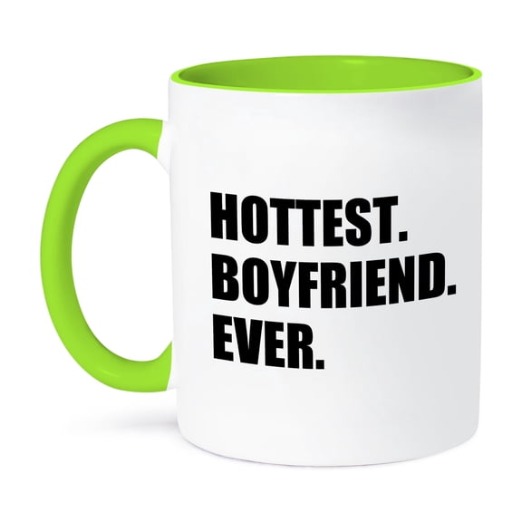 3dRose, Hottest Boyfriend Ever - fun funny humorous romantic hot gift for him, 15oz Two-Tone Green Mug