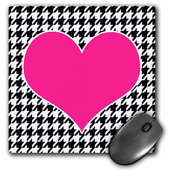 3dRose, Houndstooth and Hot Pink Heart, MousePad