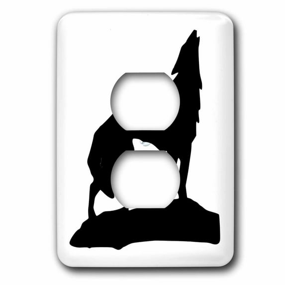 3dRose, Howling Wolf In Black Silhouette, 2 plug outlet cover