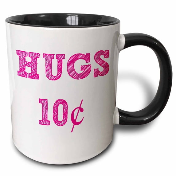 3drose, Hugs 10 Cents, 11oz Two-tone Black Mug