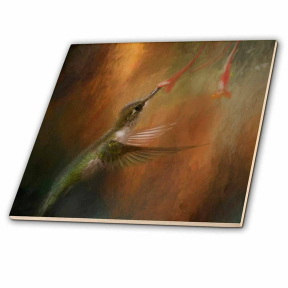 3dRose, Hummingbird Old Master Fine Art Floral IV, 8 Inch Ceramic Tile