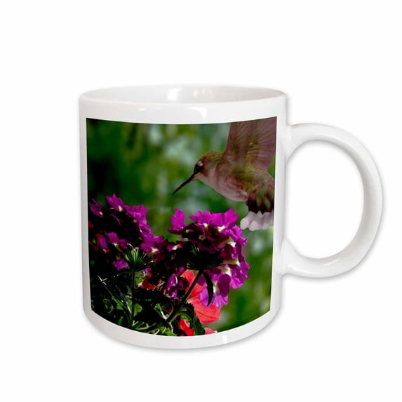 3drose, Hummingbird on Purple Flower, 15oz Mug