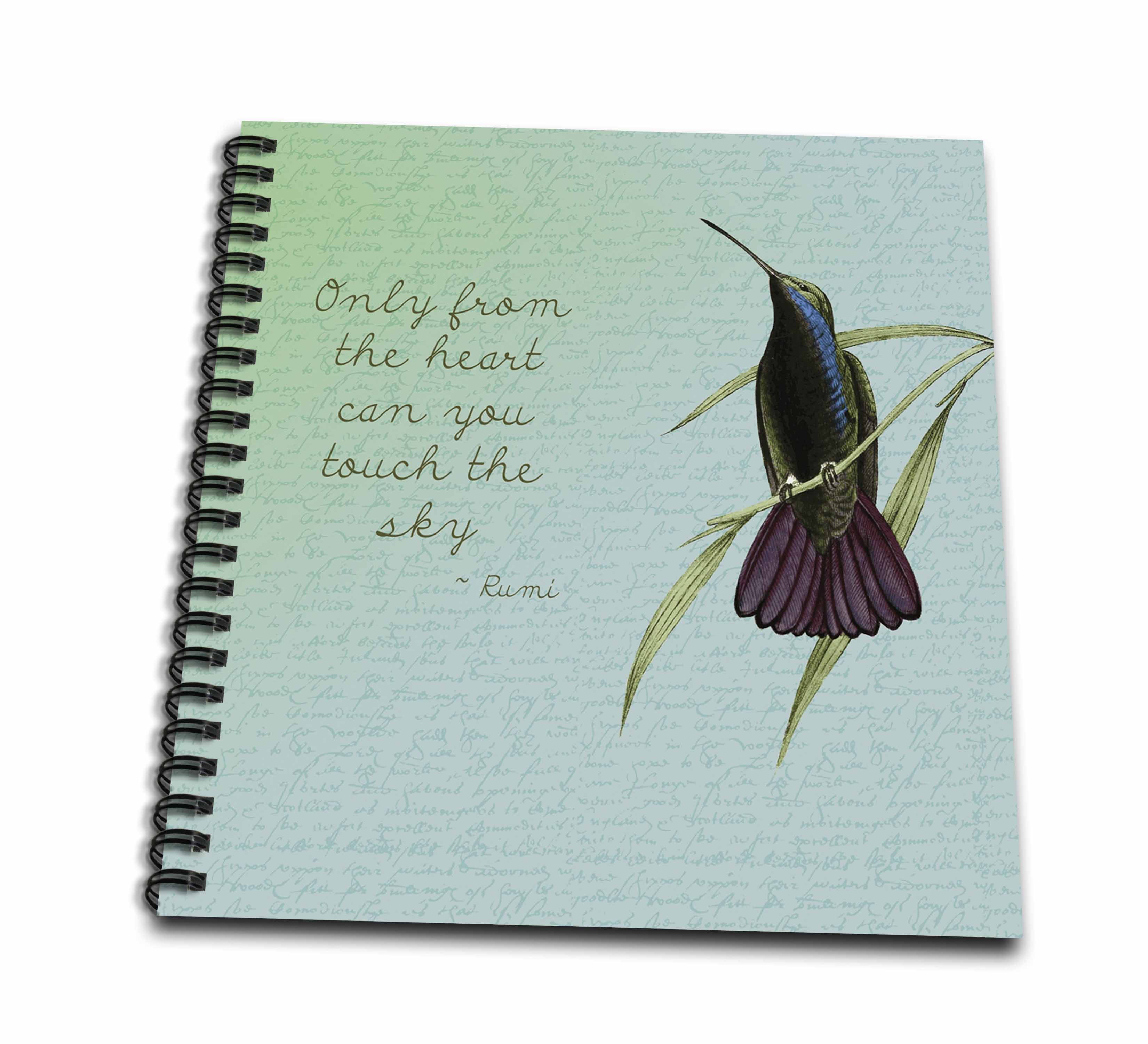 3dRose, Hummingbird vintage with Rumi quote inspirational art, Memory Book 12 x 12 inch