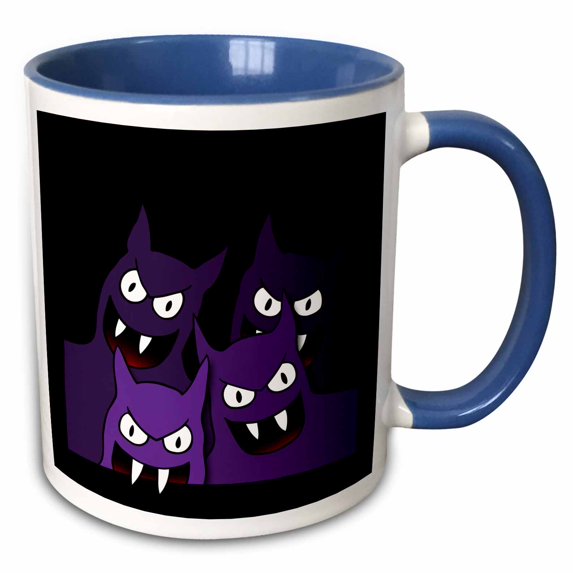 3drose, Hungry Vampires Bats on Black, 11oz Two-tone Blue Mug
