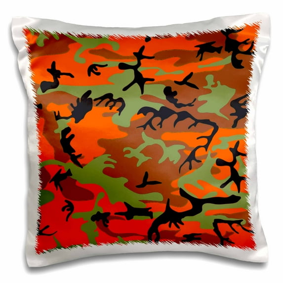 3drose, Hunter Orange Camouflage Pattern, 16x16 inch Pillow Case
