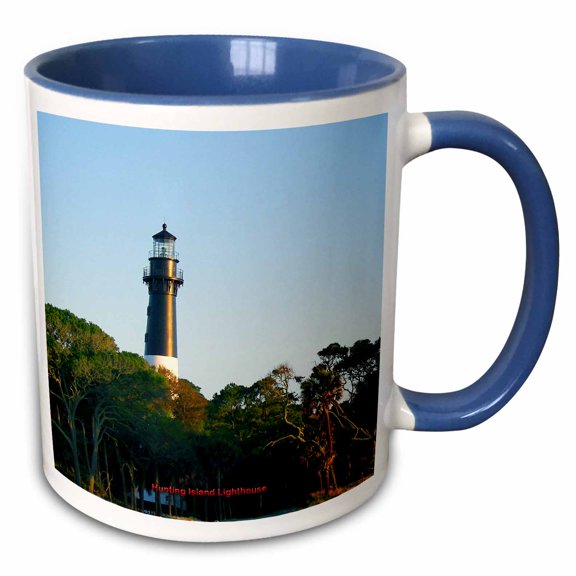 3drose, Hunting Island Lighthouse, 11oz Two-tone Blue Mug