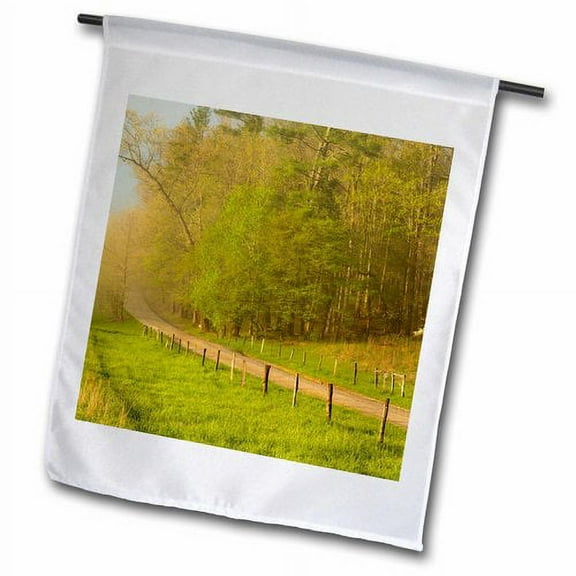 3dRose, Hyatt Lane at dawn, Cades Cove, Great Smoky Mountains NP, Tennessee, 18 x 27 inch Garden Flag