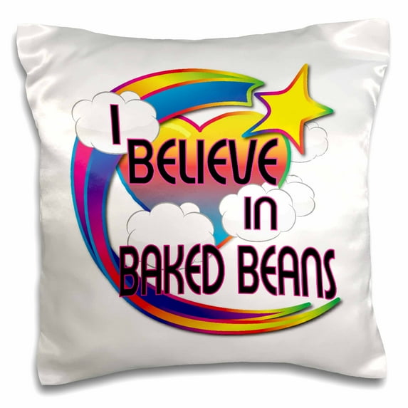 3drose, I Believe in Baked Beans Cute Believer Design, 16x16 inch Pillow Case